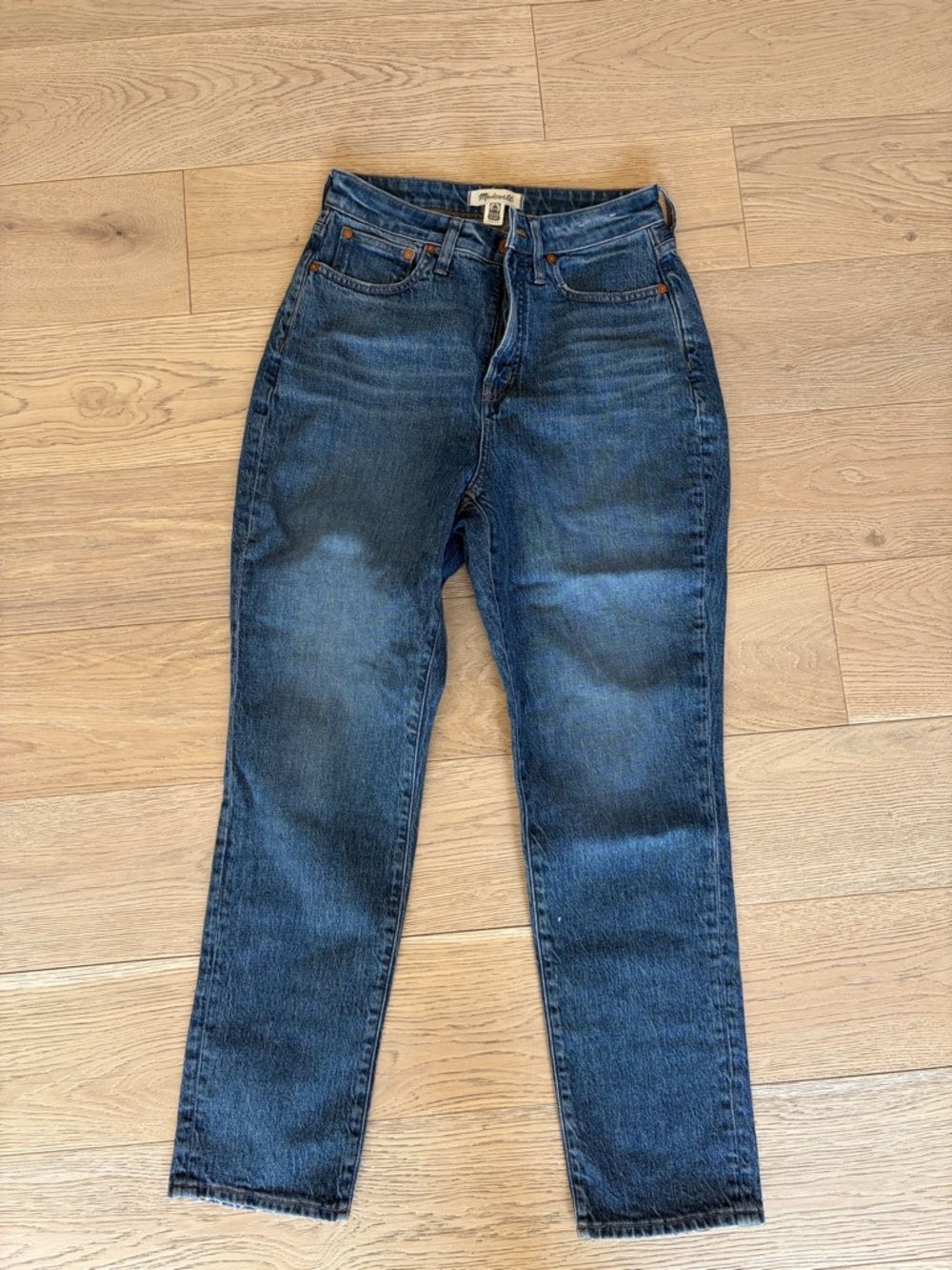 Madewell Dark Blue High-Rise Straight Jeans